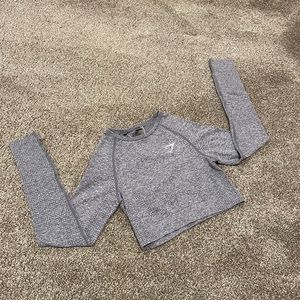 Vital Seamless Long Sleeve Crop - Steel Blue Marl